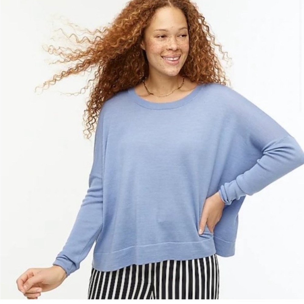 J. Crew relaxed fit sweater in Heather Bluestone, NWT